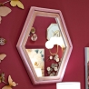 Modern Hexagonal Wall Mirror with Pink Velvet Frame Tony On Sale