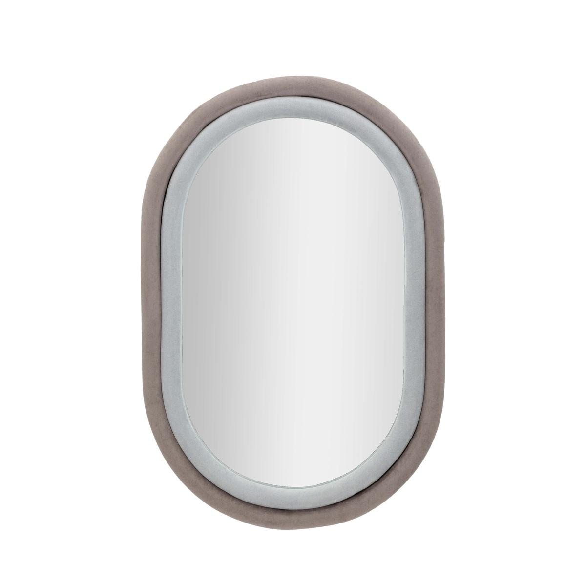 Oval Wall Mirror with Gray Velvet Frame 90x60x4cm Antony Promotion
