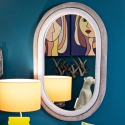 Oval Wall Mirror with Gray Velvet Frame 90x60x4cm Antony On Sale