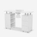 Manicure Table for Beautician with Extractor, Wheels, 3 Drawers, White Mango Discounts