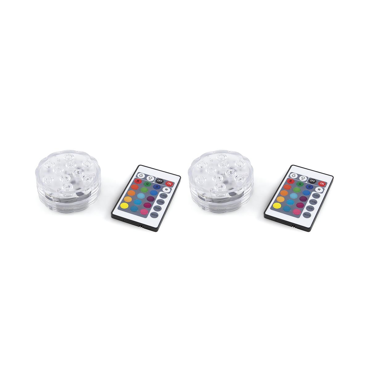 Set of 2 Waterproof LED Spotlights with Remote Control Ø 6.9x2.8 cm Virel Promotion