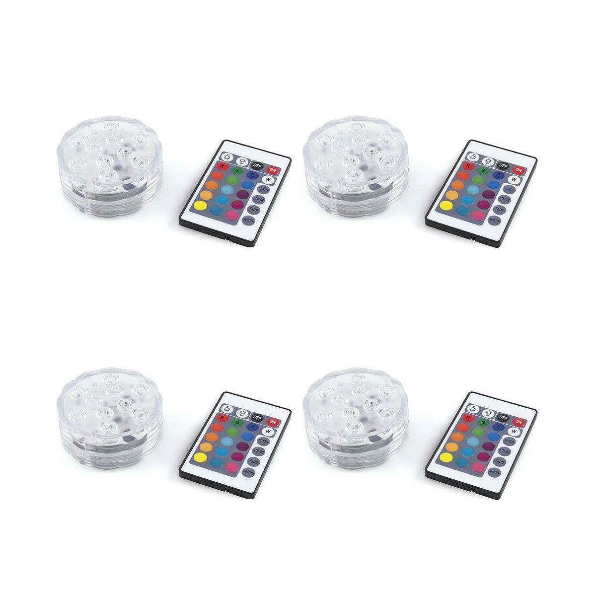 Set of 4 Virel LED Spotlights, Waterproof with Remote, Ø6.9x2.8 cm Promotion