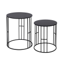 Set of 2 Nesting Round Black Wrought Iron Tables Daram Promotion