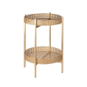 Foldable Iron Table with 2 Shelves in Vienna Straw, Murea Characteristics