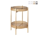 Foldable Iron Table with 2 Shelves in Vienna Straw, Murea Promotion