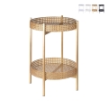 Foldable Iron Table with 2 Shelves in Vienna Straw, Murea Promotion