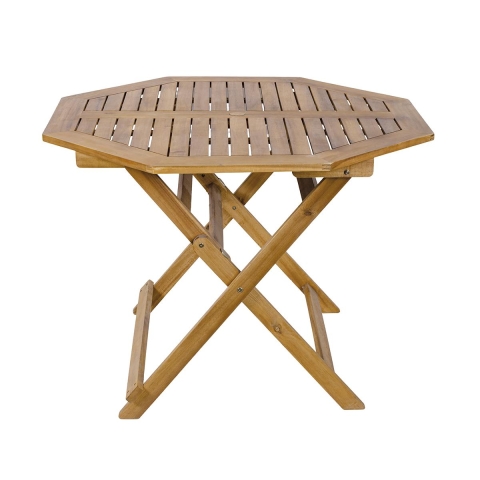 Folding Octagonal Acacia Table with Umbrella Hole Bali Promotion