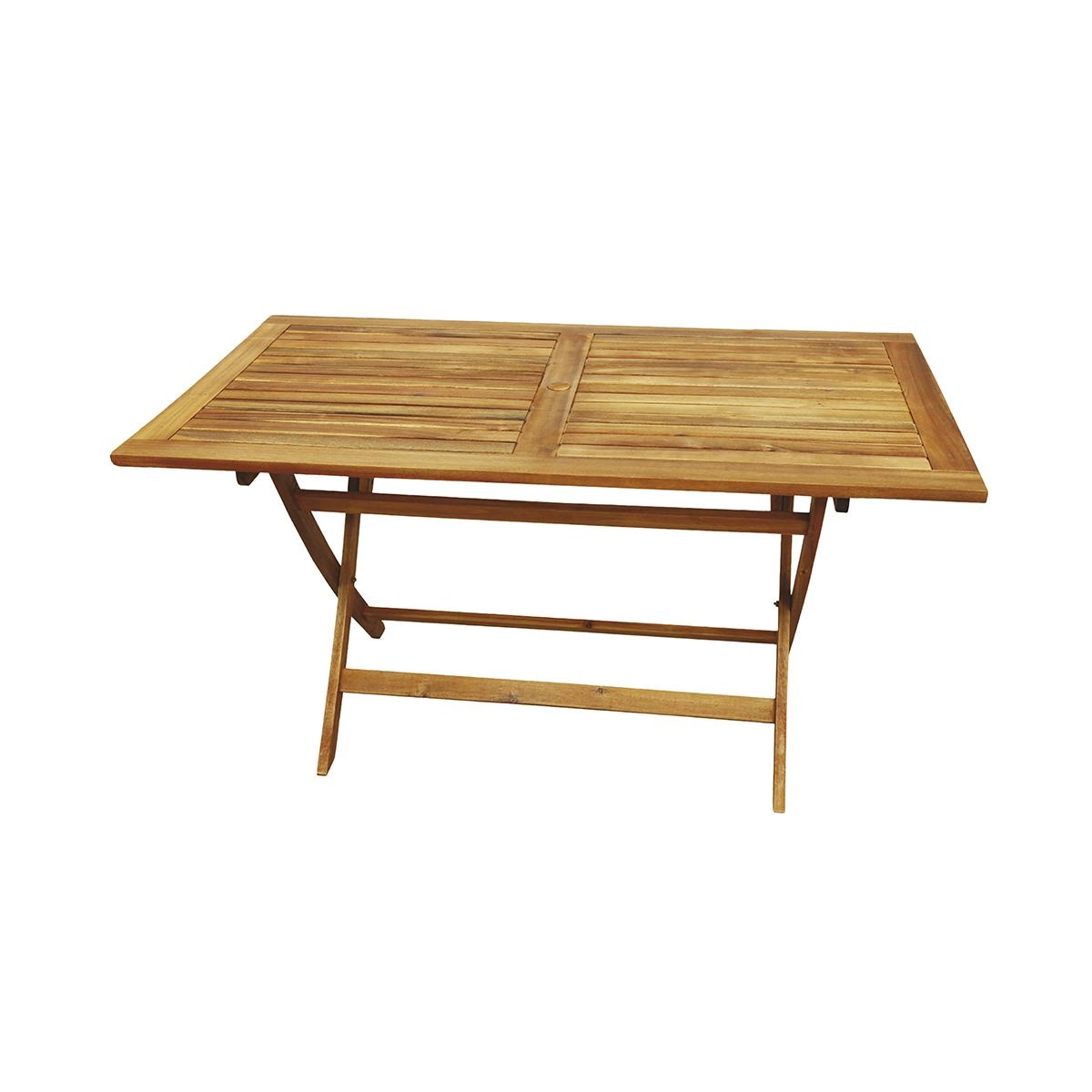 Bali Folding Rectangular Acacia Table with Umbrella Hole Promotion