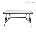 Oshra Rectangular Outdoor Table, Carbon Steel and Glass Promotion