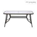 Oshra Rectangular Outdoor Table, Carbon Steel and Glass Promotion