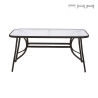 Oshra Rectangular Outdoor Table, Carbon Steel and Glass Promotion