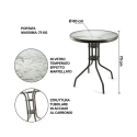 Lorea Round Outdoor Table 60 cm Carbon Steel and Glass Measures