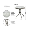Lorea Round Outdoor Table 60 cm Carbon Steel and Glass Measures