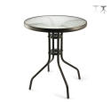 Lorea Round Outdoor Table 60 cm Carbon Steel and Glass Promotion