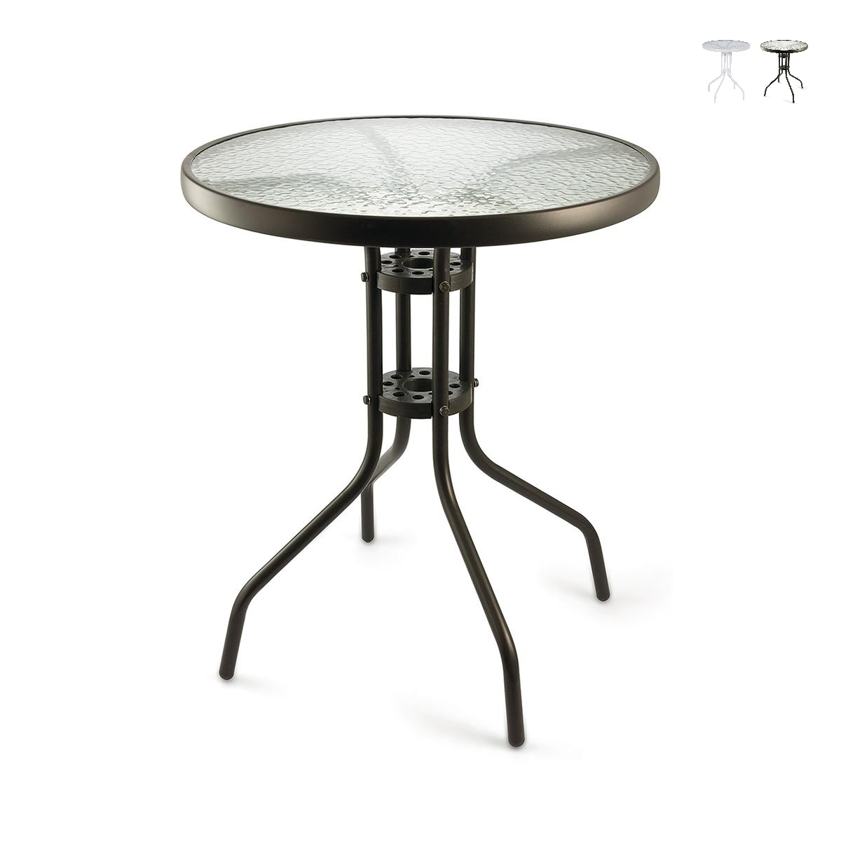 Lorea Round Outdoor Table 60 cm Carbon Steel and Glass Promotion