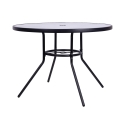 Lorea Round Outdoor Table, 100 cm, Carbon Steel and White Glass Bulk Discounts