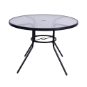 Lorea Round Outdoor Table, 100 cm, Carbon Steel and White Glass Choice Of