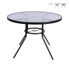 Lorea Round Outdoor Table, 100 cm, Carbon Steel and White Glass Promotion