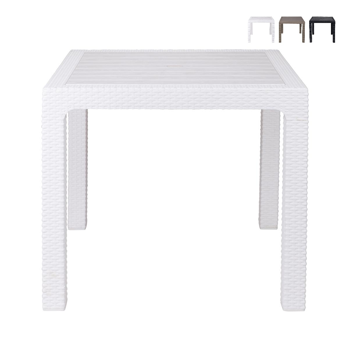 Varnu Square Outdoor Table, Rattan-Effect Plastic, 80x80 cm Promotion