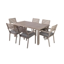 Outdoor Table + 6 Garden Chairs in Aluminum with Cushions Ibiza Promotion