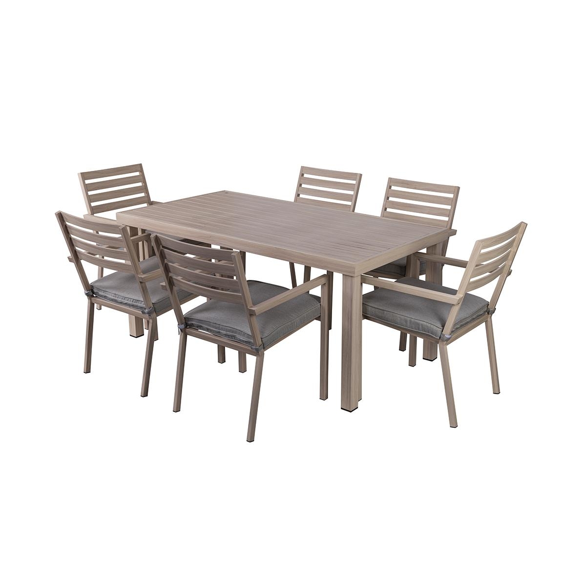 Outdoor Table + 6 Garden Chairs in Aluminum with Cushions Ibiza Promotion