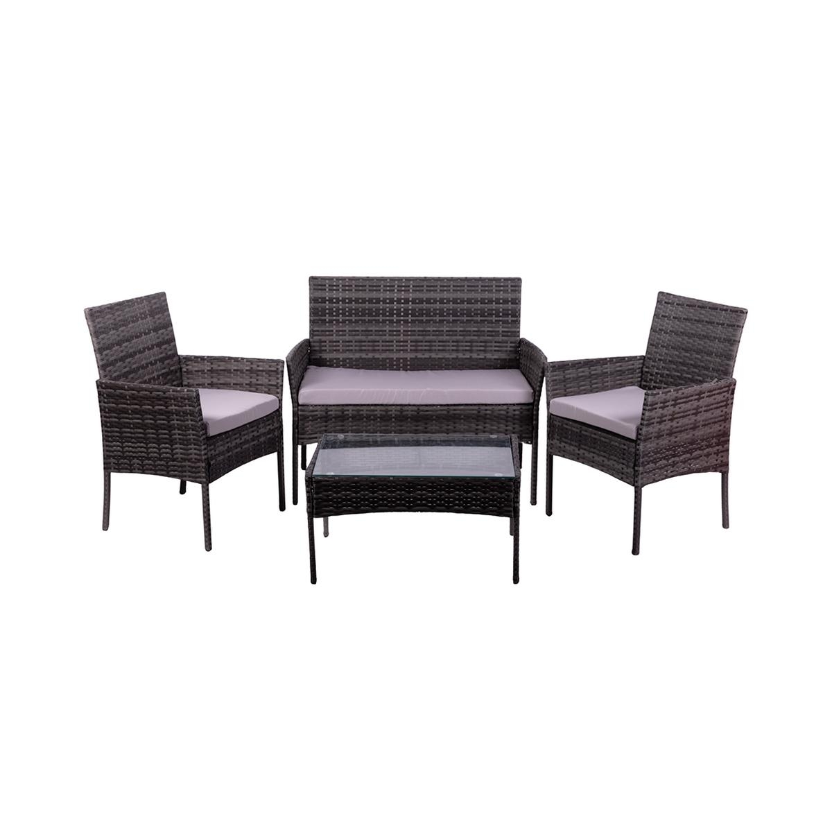 Rodi Outdoor Rattan Garden Set: Sofa, 2 Armchairs, Glass-Top Table Promotion