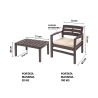 Outdoor Garden Lounge Set: Sofa, 2 Armchairs, Coffee Table, Wood Effect Fij 