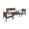 Outdoor Garden Lounge Set: Sofa, 2 Armchairs, Coffee Table, Wood Effect Fij Bulk Discounts