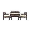 Outdoor Garden Lounge Set: Sofa, 2 Armchairs, Coffee Table, Wood Effect Fij Cheap