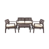 Outdoor Garden Lounge Set: Sofa, 2 Armchairs, Coffee Table, Wood Effect Fij Cheap