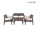 Outdoor Garden Lounge Set: Sofa, 2 Armchairs, Coffee Table, Wood Effect Fij Promotion