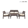 Outdoor Garden Lounge Set: Sofa, 2 Armchairs, Coffee Table, Wood Effect Fij Promotion