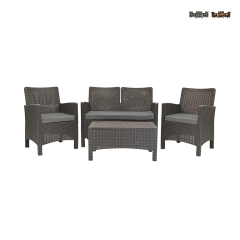 Garden Lounge Set: 2-Seater Sofa, Armchairs, Coffee Table, Rattan Effect, Malaga Promotion