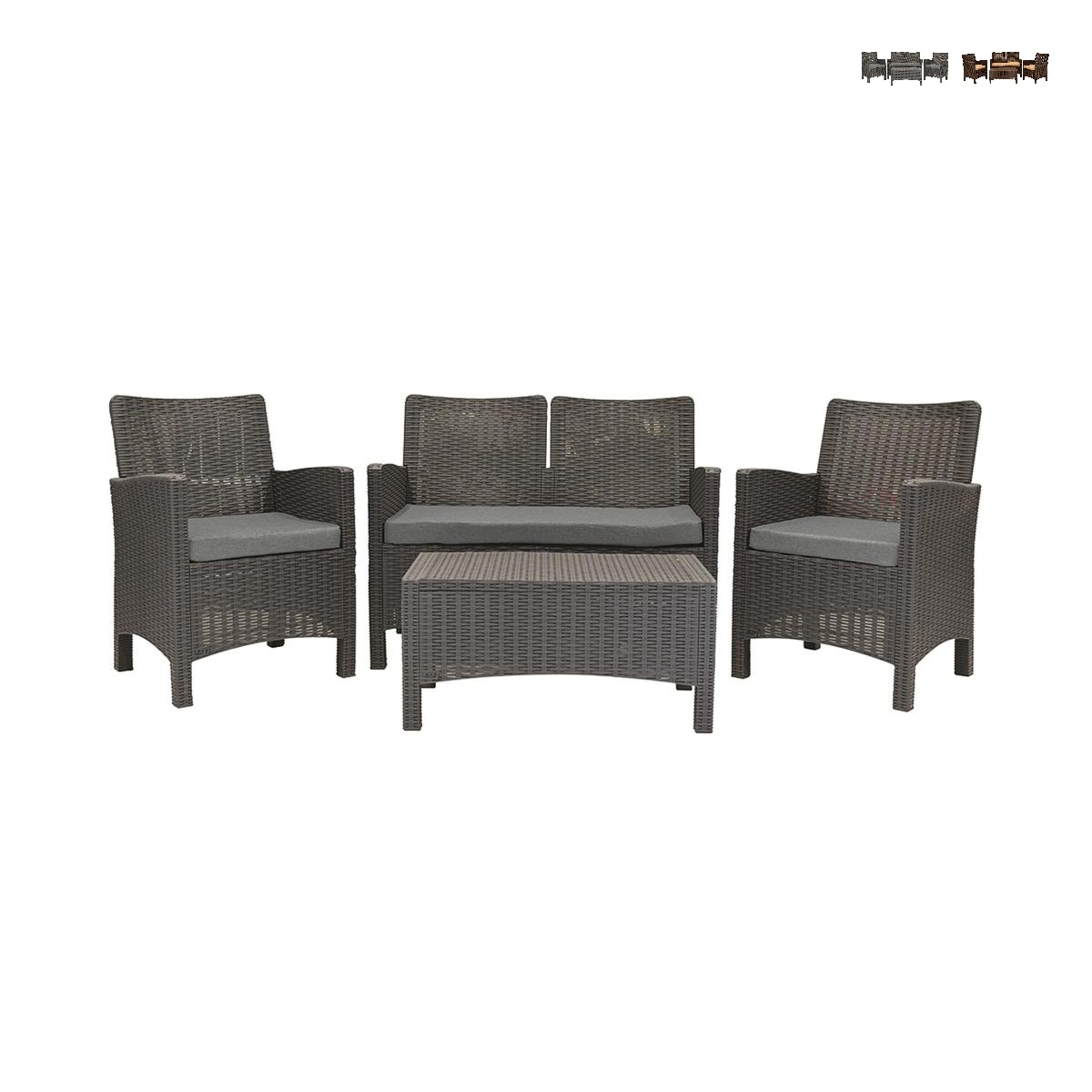 Garden Lounge Set: 2-Seater Sofa, Armchairs, Coffee Table, Rattan Effect, Malaga Promotion