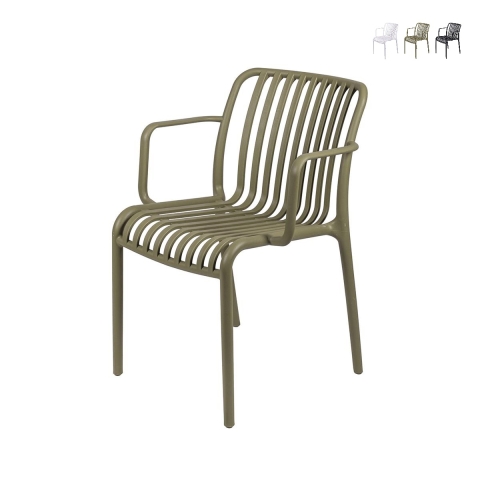 Stackable Outdoor Chair with Armrests, Modern Design - Lamua Promotion