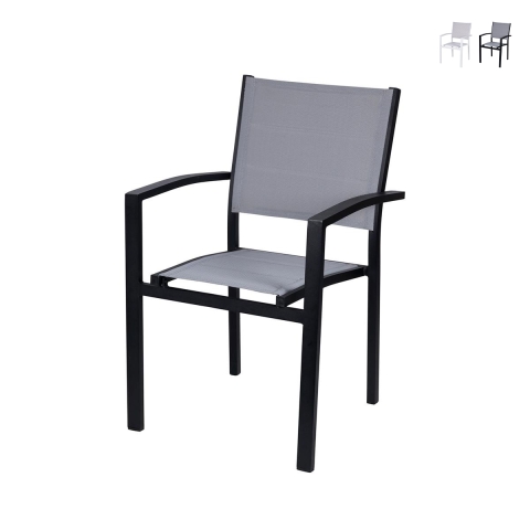 Outdoor Garden Chair with Armrests, Aluminum - Tropea Promotion