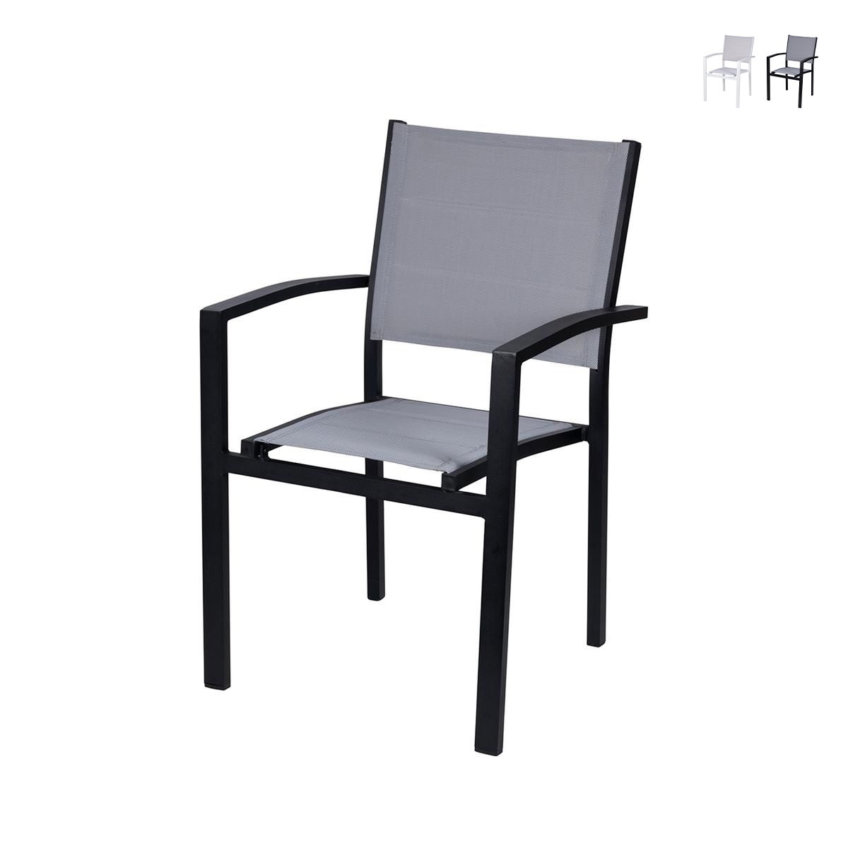 Outdoor Garden Chair with Armrests, Aluminum - Tropea Promotion