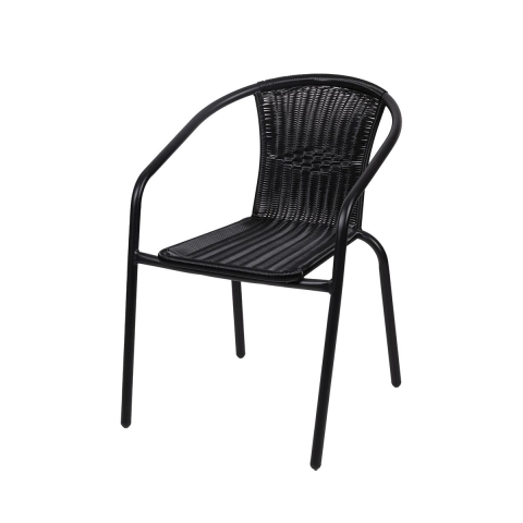 Outdoor Garden Chair with Armrests, Woven Black Bravik Promotion