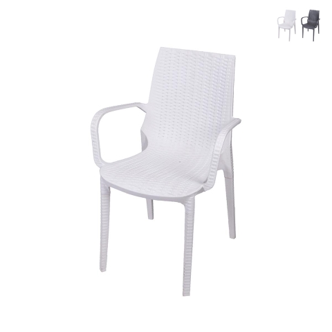 Paros Rattan-Effect Garden Chair with Armrests in Polypropylene Promotion