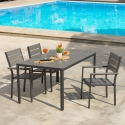 Amalfi Outdoor Aluminum Chair with Armrests and Wood-Effect Slats On Sale