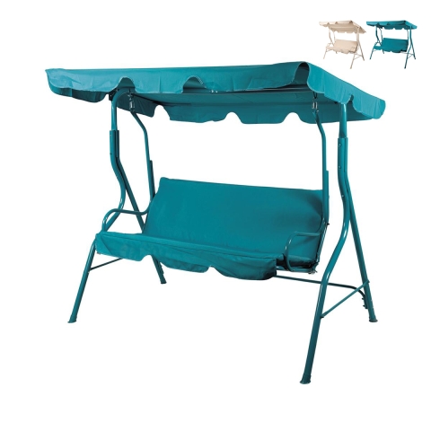 Sulara 3-Seater Steel Garden Swing with Sunshade Promotion