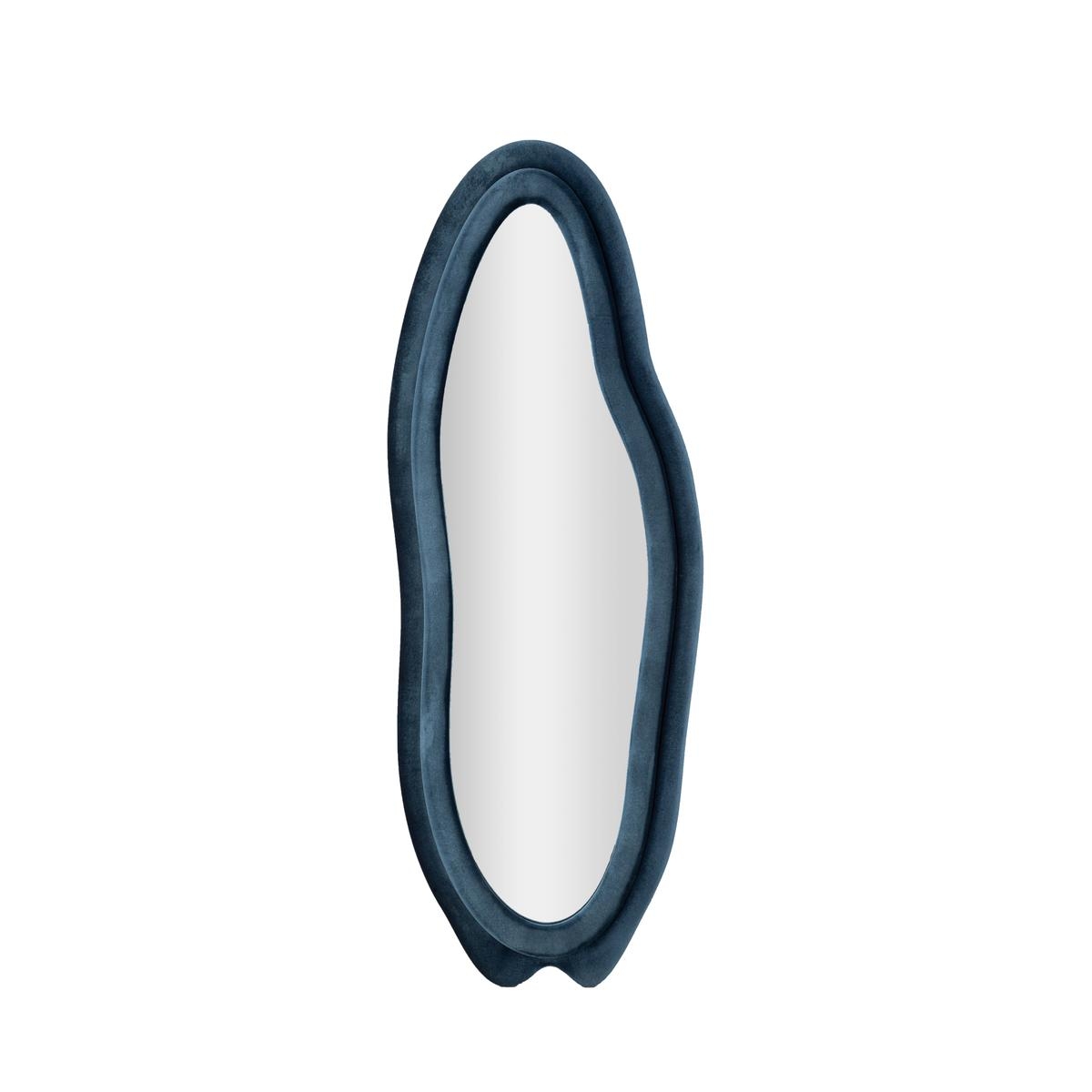 Chanel Wall Mirror in Shaped Blue Velvet 160x40x4cm Promotion
