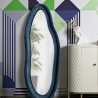 Chanel Wall Mirror in Shaped Blue Velvet 160x40x4cm On Sale