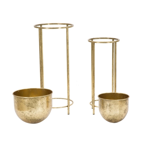 Set of 2 Gold Metal Planters for Plants Lumai Promotion