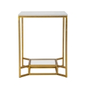 Double Marble Gold Metal Coffee Table with Marble Top, 47x47x60 Offers