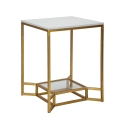 Double Marble Gold Metal Coffee Table with Marble Top, 47x47x60 Promotion