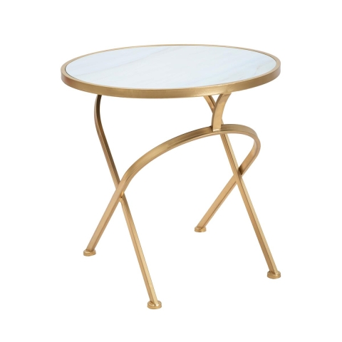 Round Gold Metal Table with Marble Top 50x50.5 Mat Promotion