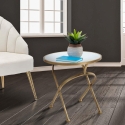 Round Gold Metal Table with Marble Top 50x50.5 Mat On Sale