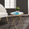 Round Gold Metal Table with Marble Top 50x50.5 Mat On Sale