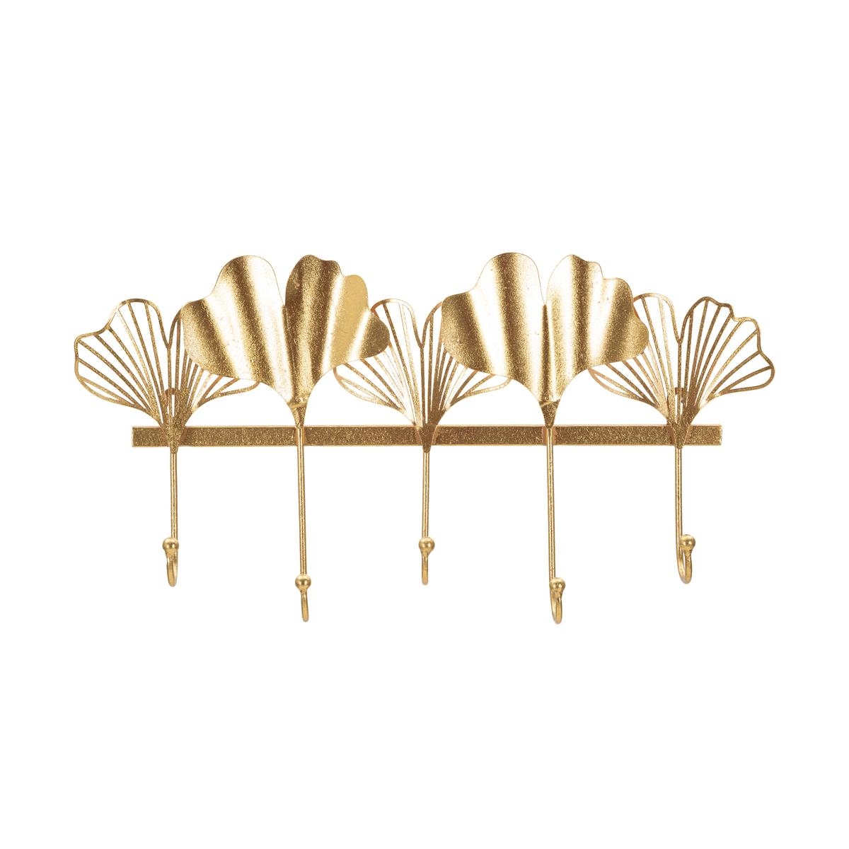 Metal Wall-Mounted Coat Rack with 5 Hooks, 26.3x49.5x6 cm, Leaves Design Promotion